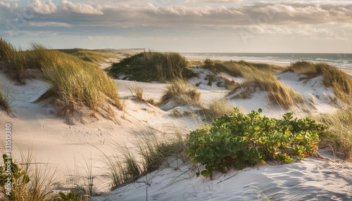 beach dunes and natural vegetation in amelia island photo