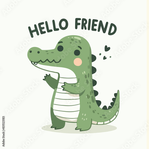 Cute crocodile friend tee designs concept