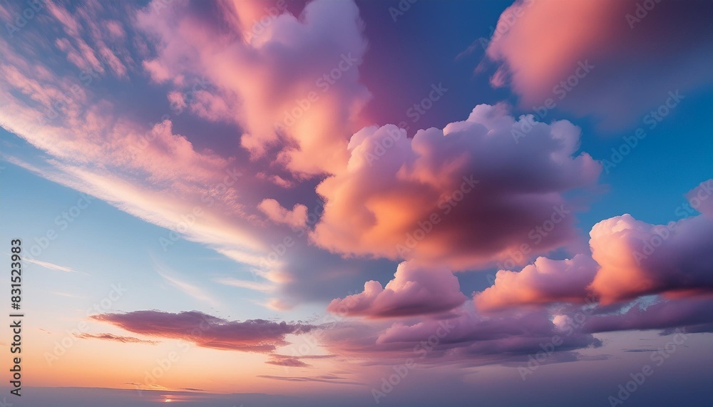 colorful clouds on sunset sky in the evening