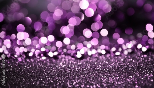 abstract glitter black and violet lights background de focused
