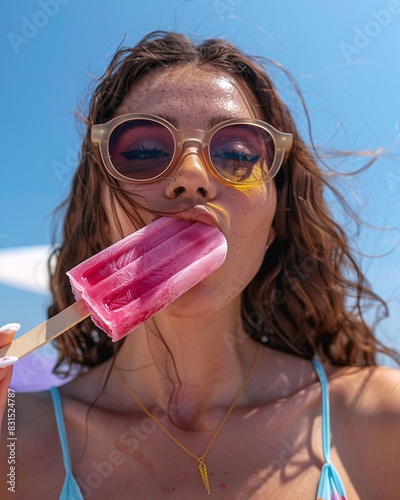 portrait of woman with popsicle 