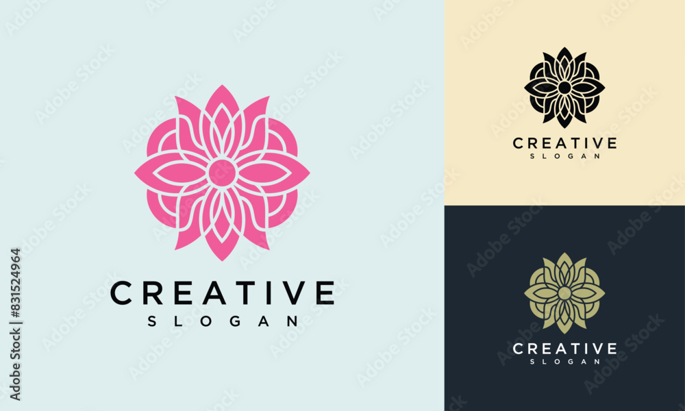 Floral ornament vector logo design template