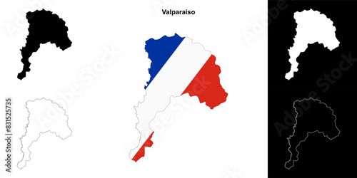 Valparaiso region outline map set photo