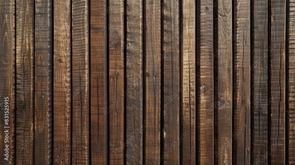 Fototapeta premium Background of arranged pattern of textured natural wood laths in brown color