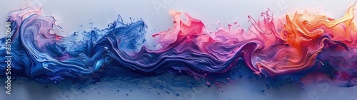 Abstract Liquid Art in blue, red, and yellow collide. Best for glowing abstract backgrounds