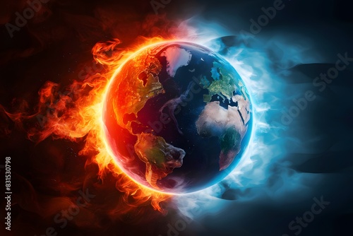 Earth split between fire and ice  warmth and cold  destruction and preservation