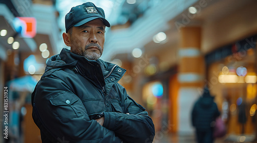 Vigilant Security Guard at Shopping Mall