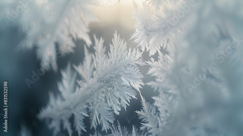 A close up of a snowflake with a frosty appearance