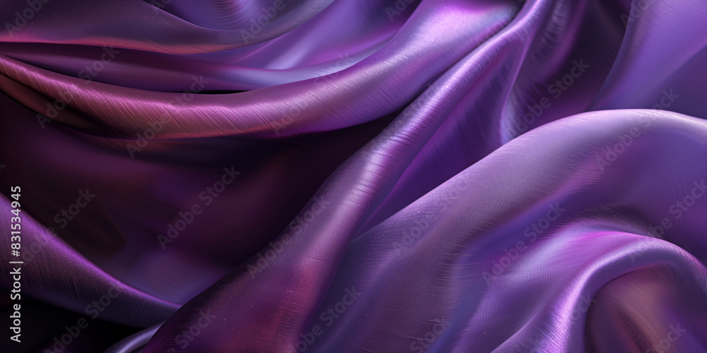 Obraz premium Purple fabric folds texture. Silk satin fabric backdrop with copy space.