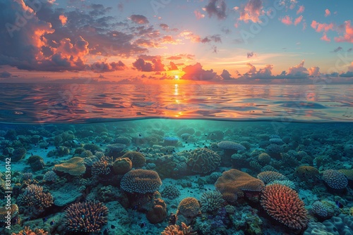 Oceanic beauty: split view coral reef wallpaper