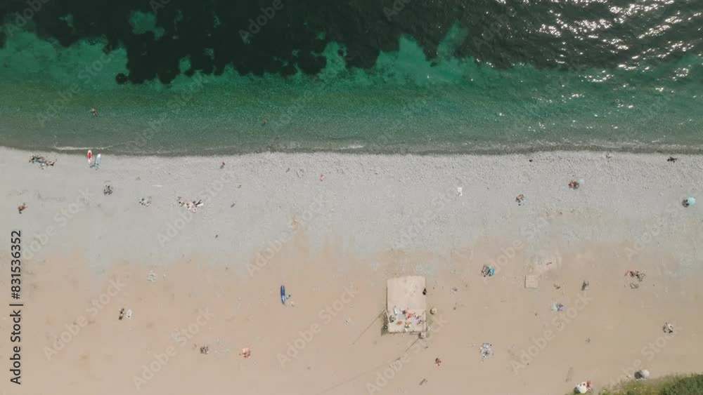 Aerial drone video. View from above. Beach.Le Dramont.France Aerial drone video. View from above. Beach.Le Dramont.France