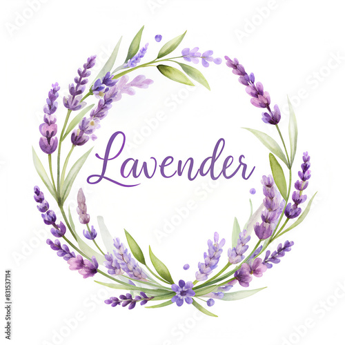 Lavender. Watercolor mockup logo, white background