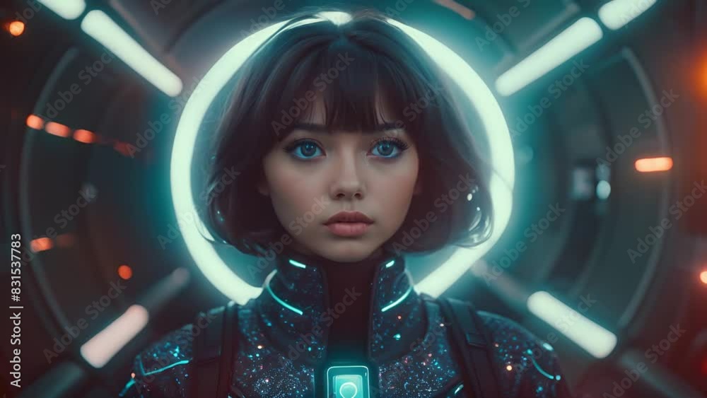 SFサイバー風女の子,Generative AI SFサイバー風女の子,Generative AI