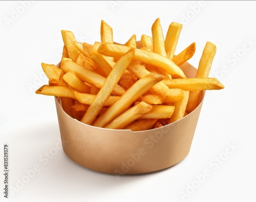 french fries in a white box mockup  on isolated background