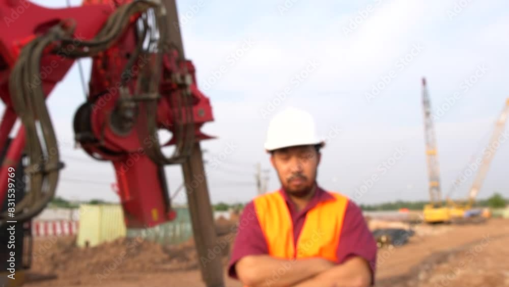 Civil engineer inspects tollway bridge structure,Contractors check specifications before delivering work. Civil engineer inspects tollway bridge structure,Contractors check specifications before delivering work.