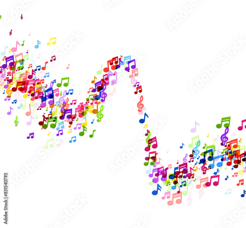 Abstract Wave of Colorful Musical Notes