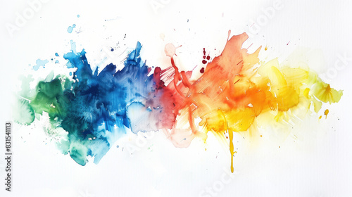 Abstract colorful watercolor paint stains on white background