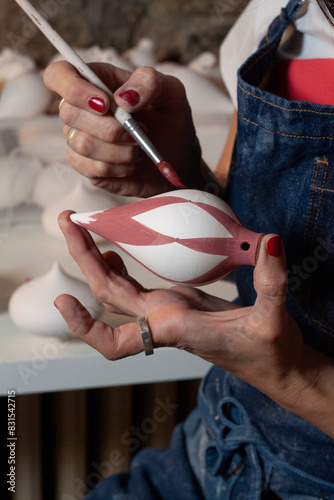 Painting handmade porcelain Christmas decoration