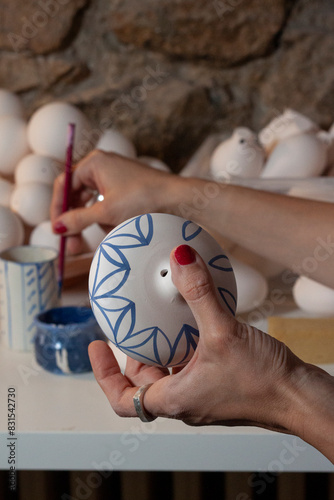 Painting handmade porcelain Christmas decoration