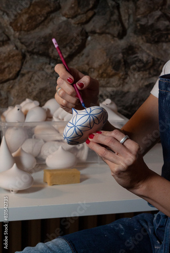 Painting handmade porcelain Christmas decoration