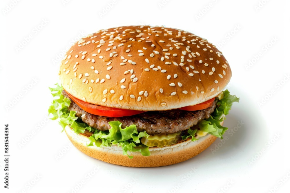 Juicy hamburger on white background Juicy hamburger on white background