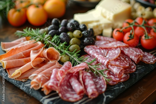 italian appetizer platter, a traditional italian antipasto platter featuring sliced mortadella, olives, and cheese, ideal for hosting guests