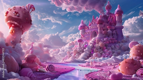 Candyland Castle A whimsical Halloween wallpaper depicting a candy-coated castle in a fantasy world. The castle's walls are made of sugary treats, and candy clouds float overhead, creating a dreamy photo