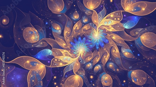 The mesmerizing allure of kaleidoscope fractal patterns captivates with their abstract design photo