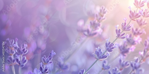 Lavender flowers softly illuminated in a dreamy and delicate setting creating a tranquil and gentle mood