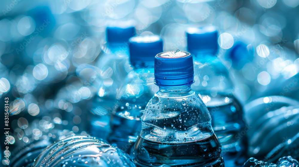 Close-up of plastic bottles at a recycling plant. Modern equipment for plastic recycling. Ecology, industry concept. Close-up of plastic bottles at a recycling plant. Modern equipment for plastic recycling. Ecology, industry concept.