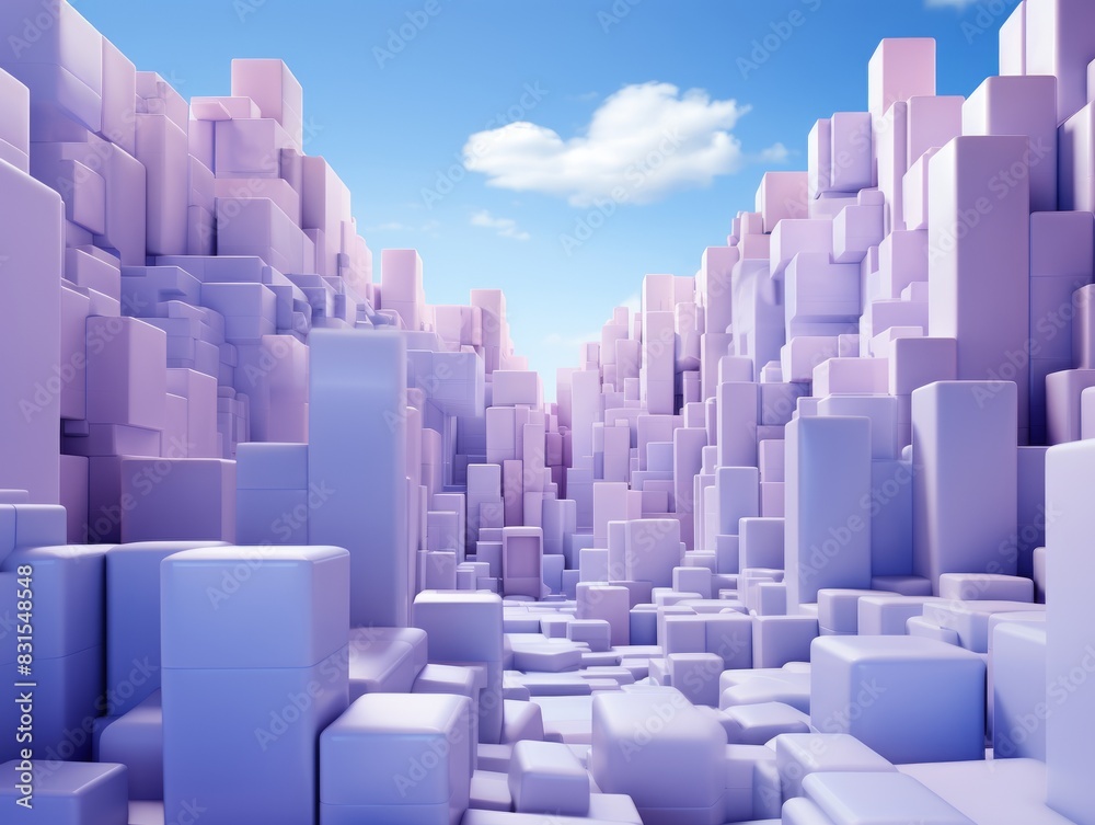 Obraz premium Futuristic city with glass cubes in the night.