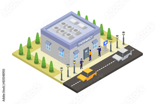 Pharmacy building isometric