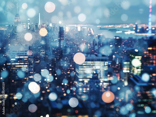 Abstract bokeh background of city at night