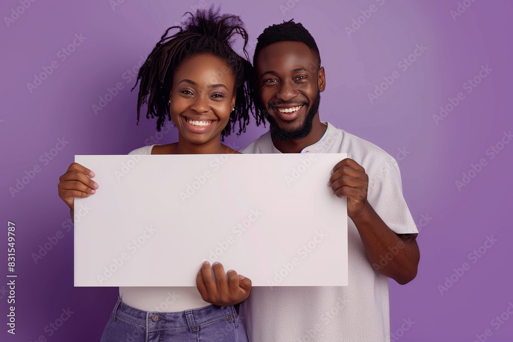 Man and Woman Holding White Sign Man and Woman Holding White Sign
