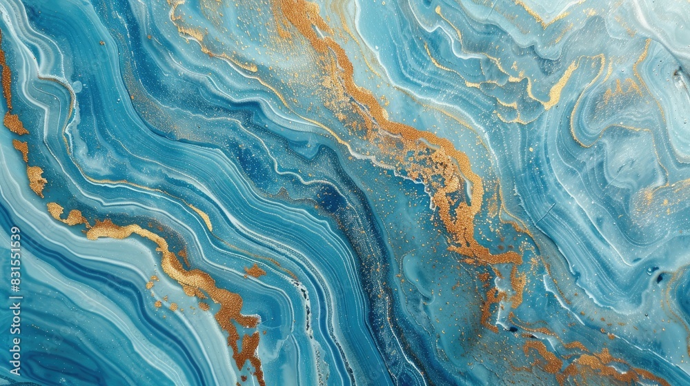 Obraz premium Marble background in blue and green color with gold texture glitter. beautiful blue oil painting with the addition of gold powder