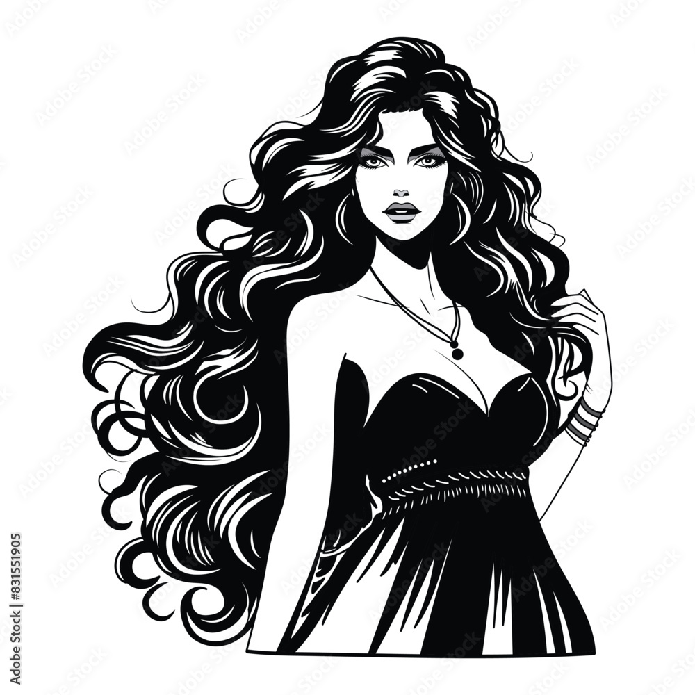 Vector illustration of a beautiful girl on a separate white background Vector illustration of a beautiful girl on a separate white background