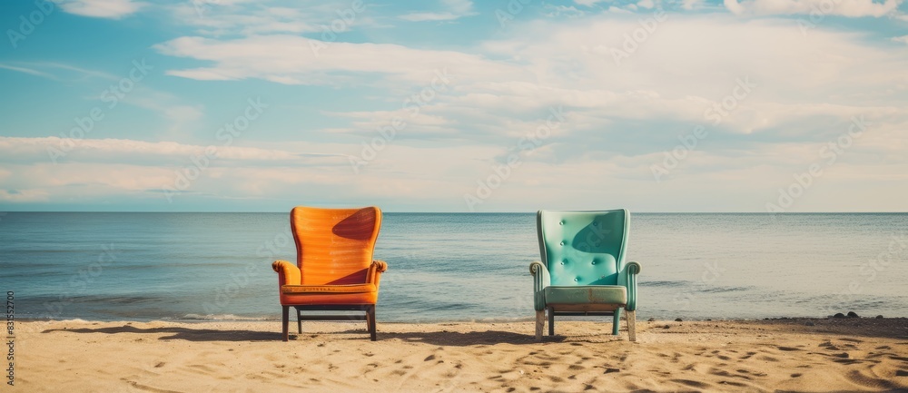 Two chairs on the beach. Vacation, travel concept. Two chairs on the beach. Vacation, travel concept.