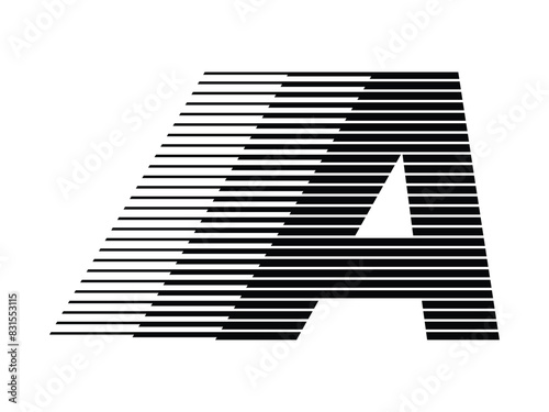 Letter A Logo with Abstract Line Pattern Isolated On White Background