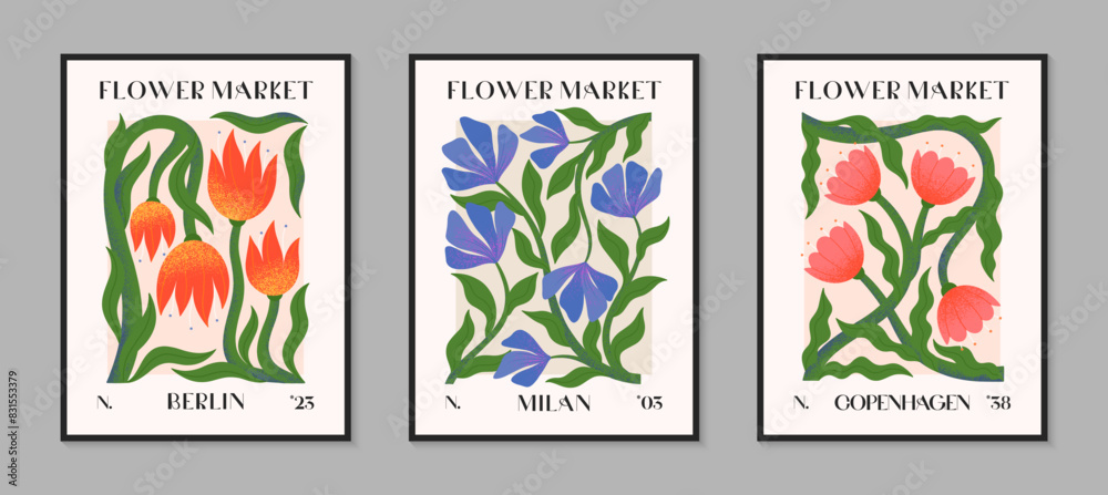 Abstact flower market vector posters with hand drawn florals.Modern botanical illustrations for prints,flyers,banners,invitations,branding design,covers,home decoration. Abstact flower market vector posters with hand drawn florals.Modern botanical illustrations for prints,flyers,banners,invitations,branding design,covers,home decoration.
