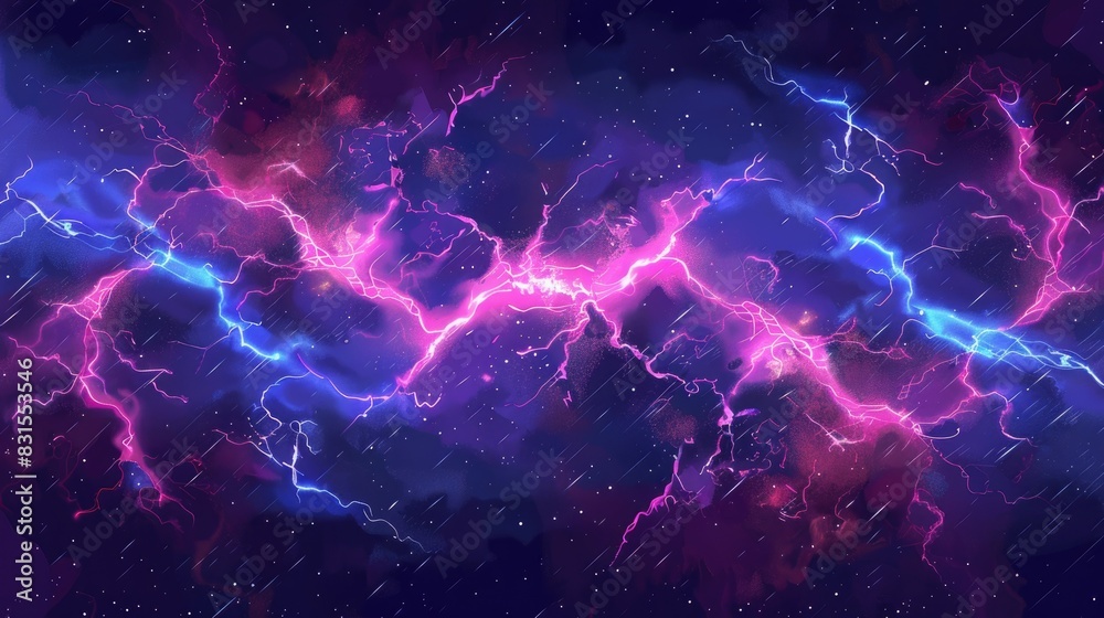 Huge lightning with tendrils on a dark backdrop Huge lightning with tendrils on a dark backdrop