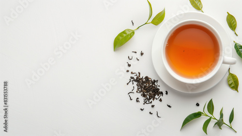 Wallpaper Mural Herbal tea in a white cup with green leaves Torontodigital.ca
