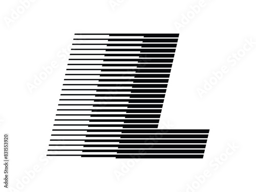 Letter L Logo with Abstract Line Pattern Isolated On White Background