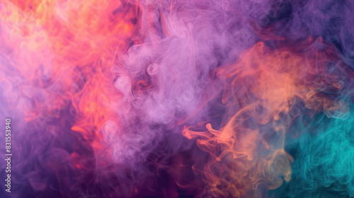  intense purple, green, and blue smoke swirls on a deep black background