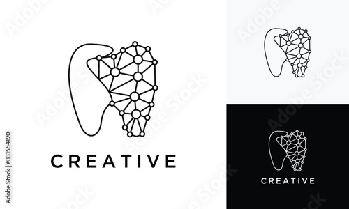 Dental technology logo design template. Digital technology dental logo design inspiration