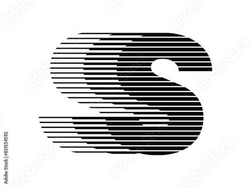 Letter S Logo with Abstract Line Pattern Isolated On White Background