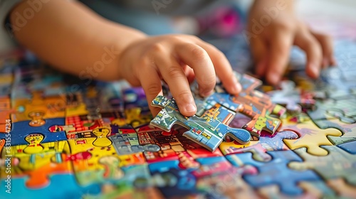 Child doing a puzzle book, concept of problem-solving