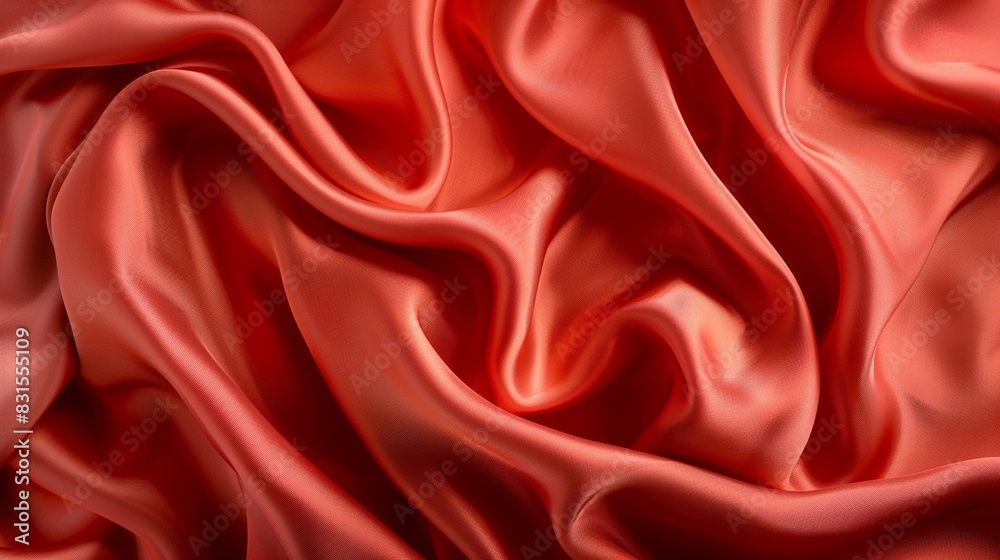 Texture background of a silk cloth with a red color close-up Texture background of a silk cloth with a red color close-up