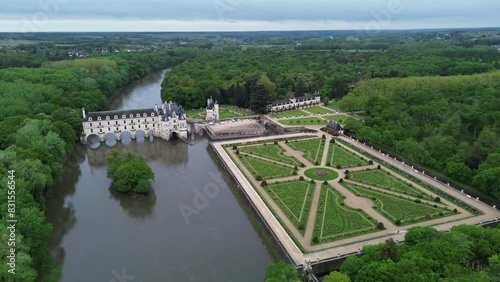 drone video Chenonceaux castle France Europe