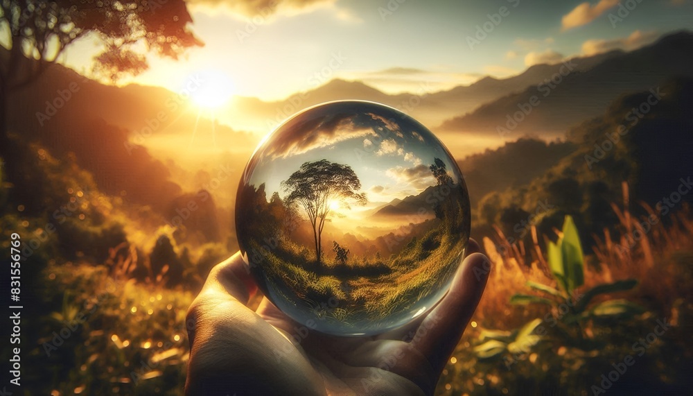 Beautiful scenery inside a crystal ball. Beautiful scenery inside a crystal ball.