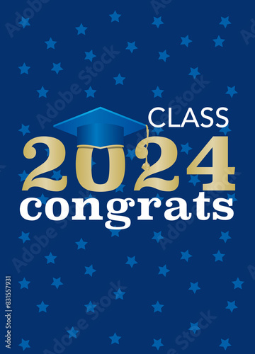 Class of 2024 graduation poster with blue starry background